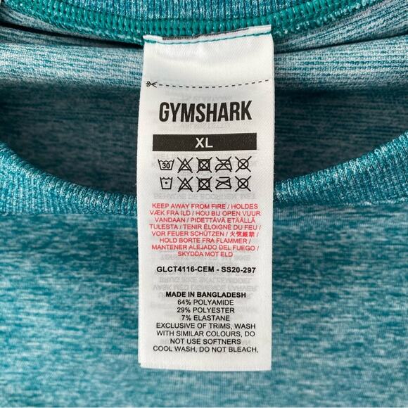 Gymshark Adapt Fleck Seamless Fitted Long Sleeve Crop Top Blue size XL - Picture 10 of 10
